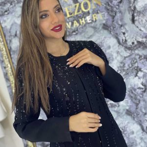 کت و شلوارکرپ جواهر دوزی مدل آتشین