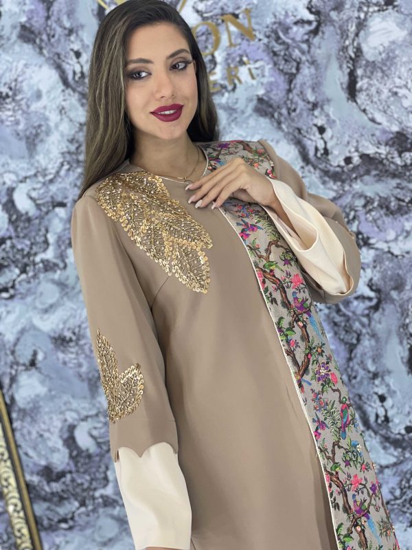 کت و شلوارکرپ جواهر دوزی مدل پرنده
