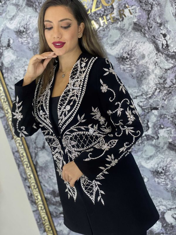 کت و شلوارکرپ جواهر دوزی مدل آرتا
