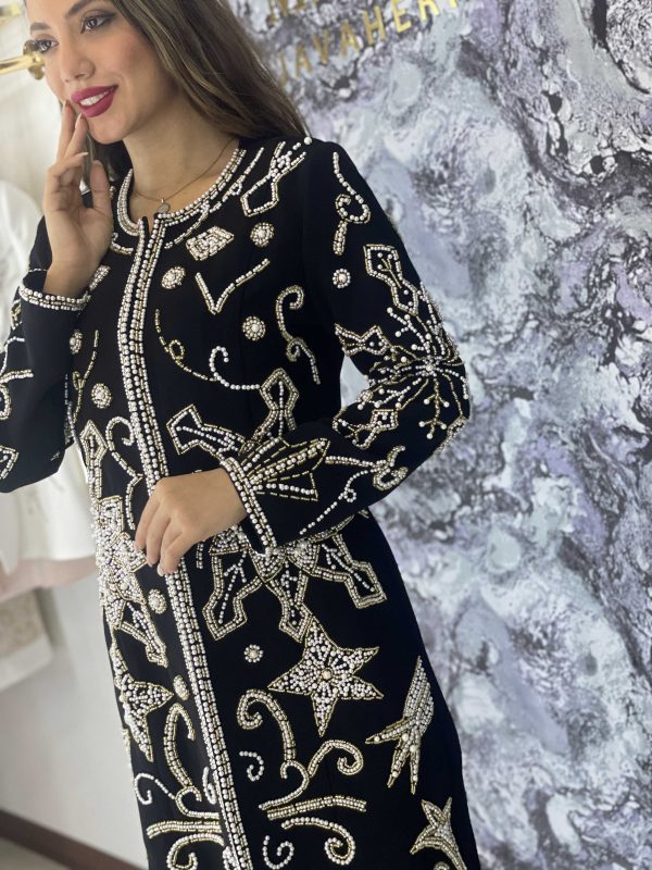 کت و شلوارکرپ جواهر دوزی مدل صدف