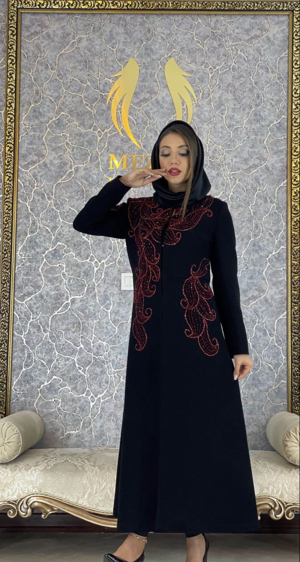 مانتو مجلسی کرپ جواهر دوزی مدل یلدا