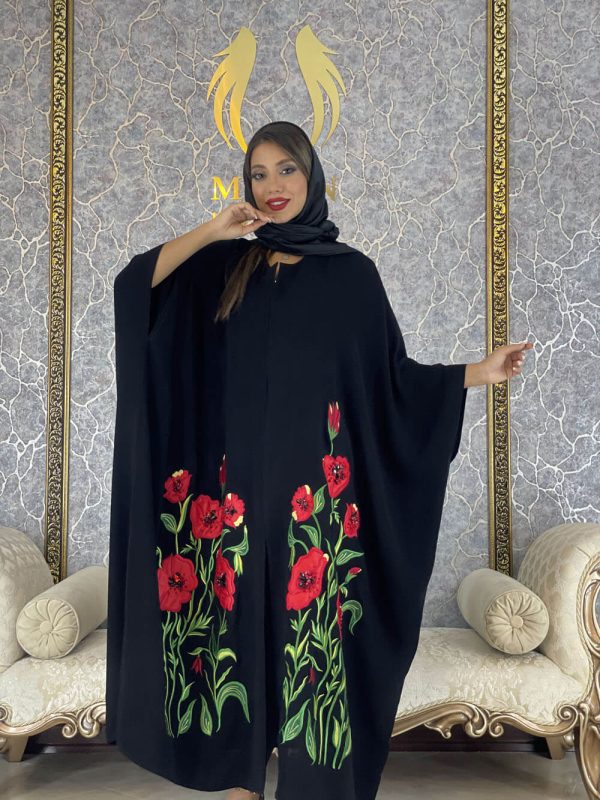 عبا مجلسی گل دوزی با جواهر دوزی مدل شقایق