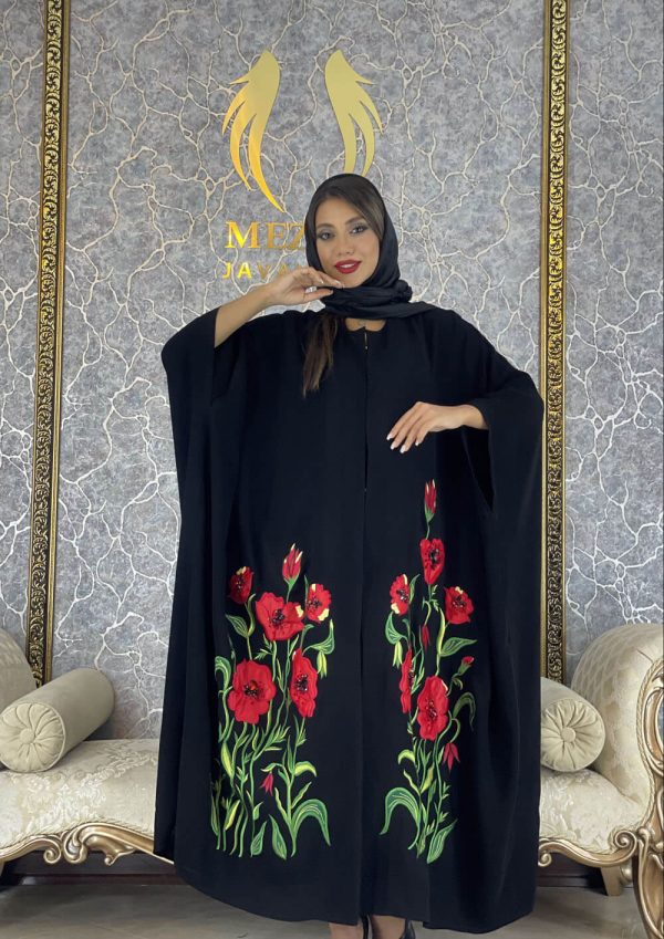 عبا مجلسی گل دوزی با جواهر دوزی مدل شقایق