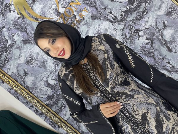 مانتو مجلسی ژاکارد جواهر دوزی مدل آبرنگی