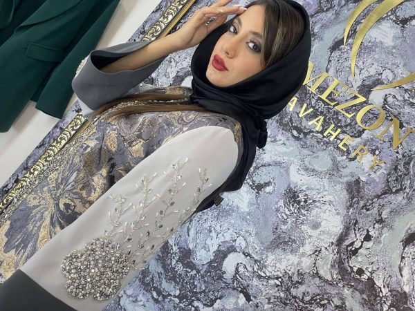 مانتو مجلسی ژاکارد جواهر دوزی مدل نسترن
