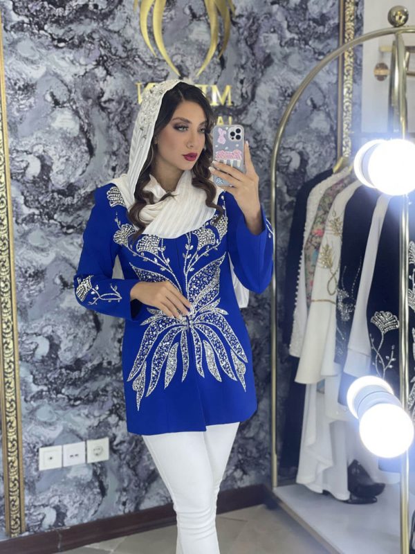 کت و شلوار مجلسی کرپ جواهر دوزی مدل قاصدک