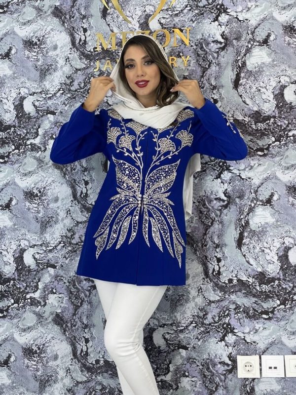 کت و شلوار مجلسی کرپ جواهر دوزی مدل قاصدک