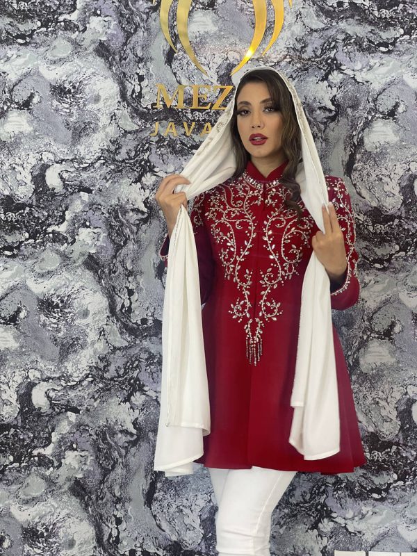 کت و شلوار مجلسی کرپ جواهر دوزی مدل یاقوت