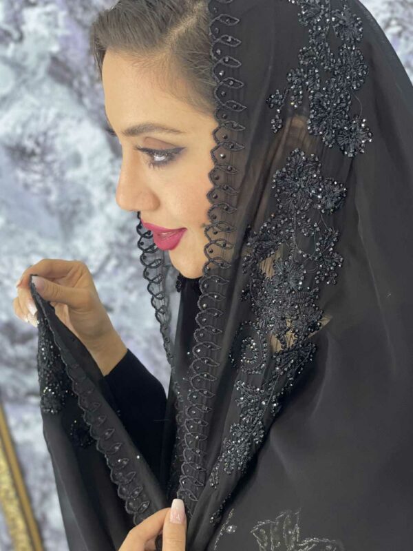 شال جواهر دوزی یاس مشکی