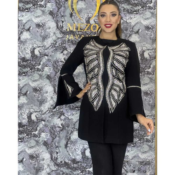 کت و شلوارکرپ جواهر دوزی مدل فرشته