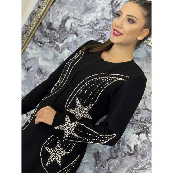 مانتو مجلسی کرپ جواهر دوزی مدل ستاره