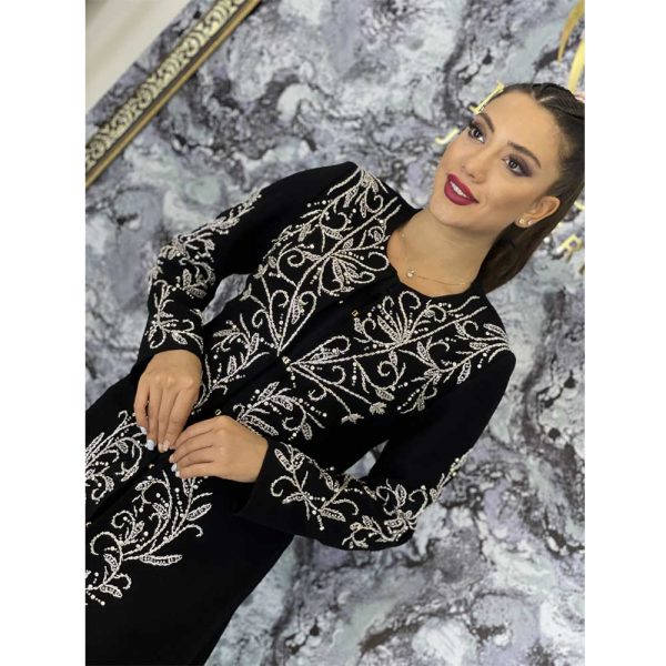 مانتو مجلسی کرپ جواهر دوزی مدل افسون