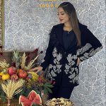 کت و شلوارکرپ جواهر دوزی مدل نازبانو