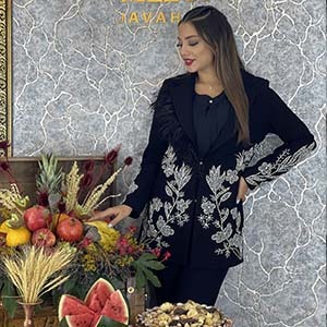 کت و شلوارکرپ جواهر دوزی مدل نازبانو