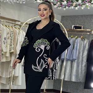 کت و شلوارکرپ جواهر دوزی مدل سلین