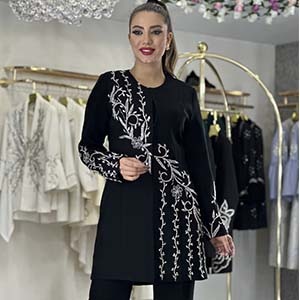 کت و شلوارکرپ جواهر دوزی مدل نورا
