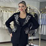 کت و شلوارکرپ جواهر دوزی مدل پادنا
