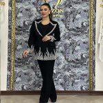 کت و شلوارکرپ جواهر دوزی مدل شعله