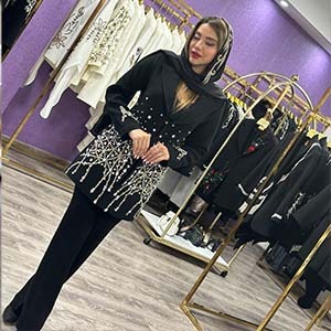 کت و شلوارکرپ جواهر دوزی مدل رایان