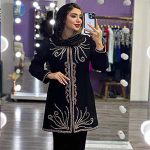 کت و شلوارکرپ جواهر دوزی مدل زمرد