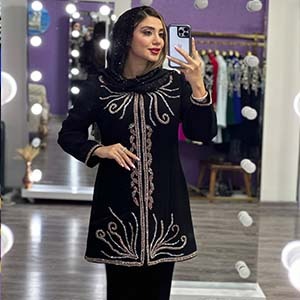 کت و شلوارکرپ جواهر دوزی مدل زمرد
