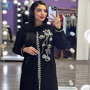 کت و شلوارکرپ جواهر دوزی مدل گل پولکی نقره ای