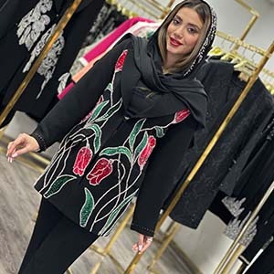 کت و شلوارکرپ جواهر دوزی مدل لاله واژگون