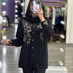 شومیز مجلسی کرپ جواهر دوزی مدل ساحل