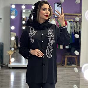 شومیز مجلسی کرپ جواهر دوزی مدل سما