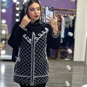 کت و شلوارکرپ جواهر دوزی مدل سنبل