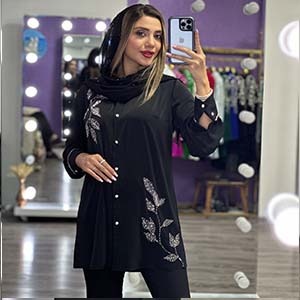 شومیز مجلسی کرپ جواهر دوزی مدل سلین